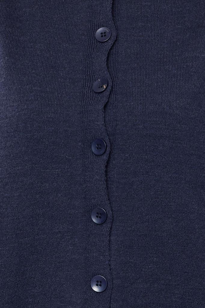 Women's Elegance Style Cardigan Navy Blue Woolen Jacket Look Knitwear Cardigan