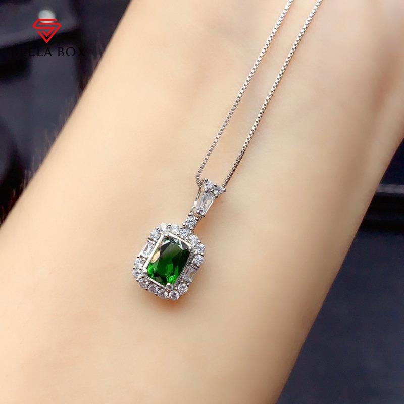 Bella Box Square Shape Gorgeous Elegant Pendant Necklace For Women Charm Wedding Engagement Clavicle Chain Female Gifts