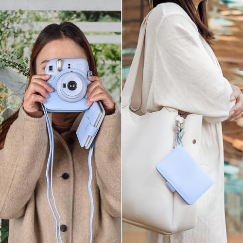 HIYQIN Чехол для Instax Mini 12, Чехол для Fujifilm Instax Mini 12 с альбомом на 28 фотографий, Комплект из 2 предметов, Чехол для камеры Instax Mini 12 с плечевым ремнем, Искусственная кожа