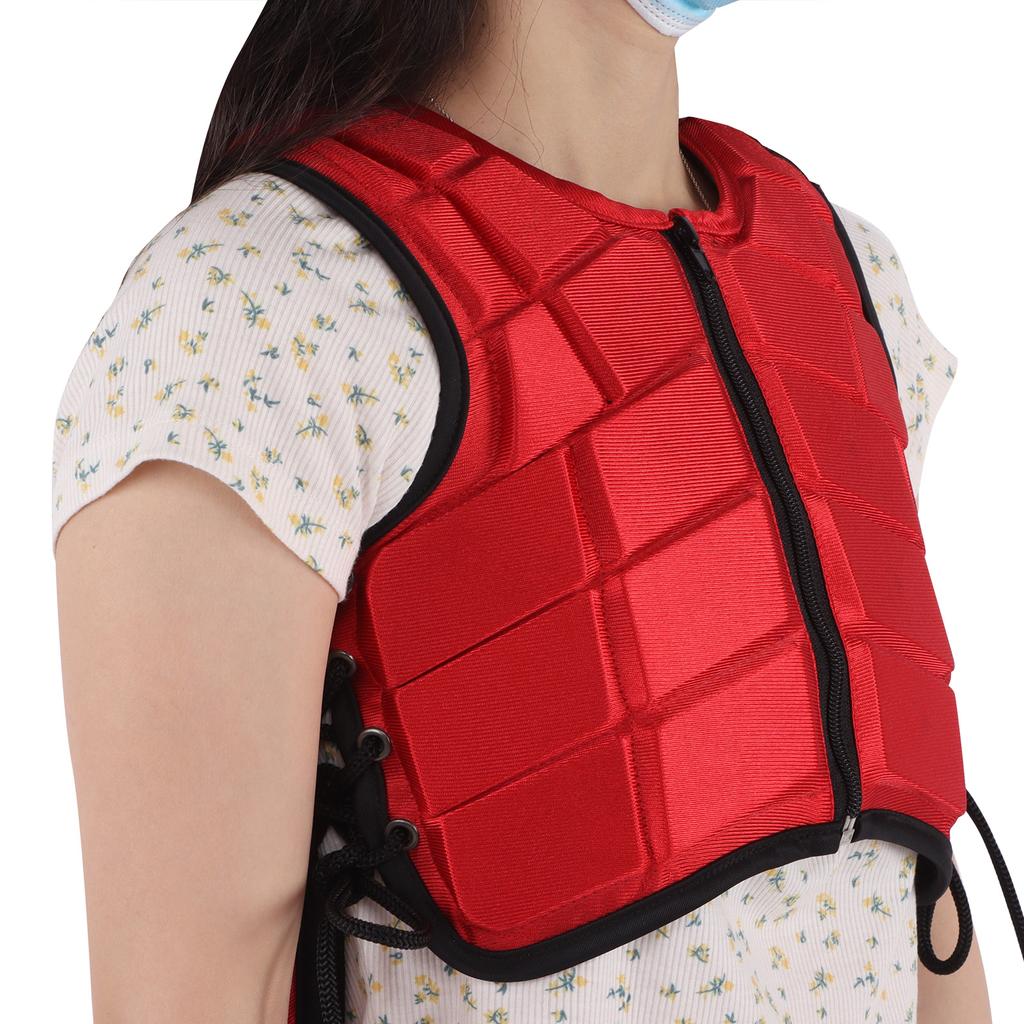 Kids Equestrian Vest Foam Padded Safety Horse Riding Protective Gear Body Protector Red