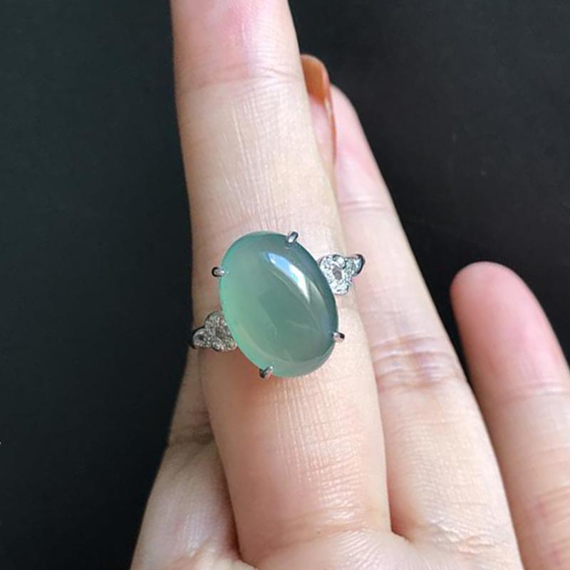 Дизайнерское оригинальное новое инкрустированное натуральное халцедоновое овальное отверстие регулируемое кольцо простое темпераментное женское украшение