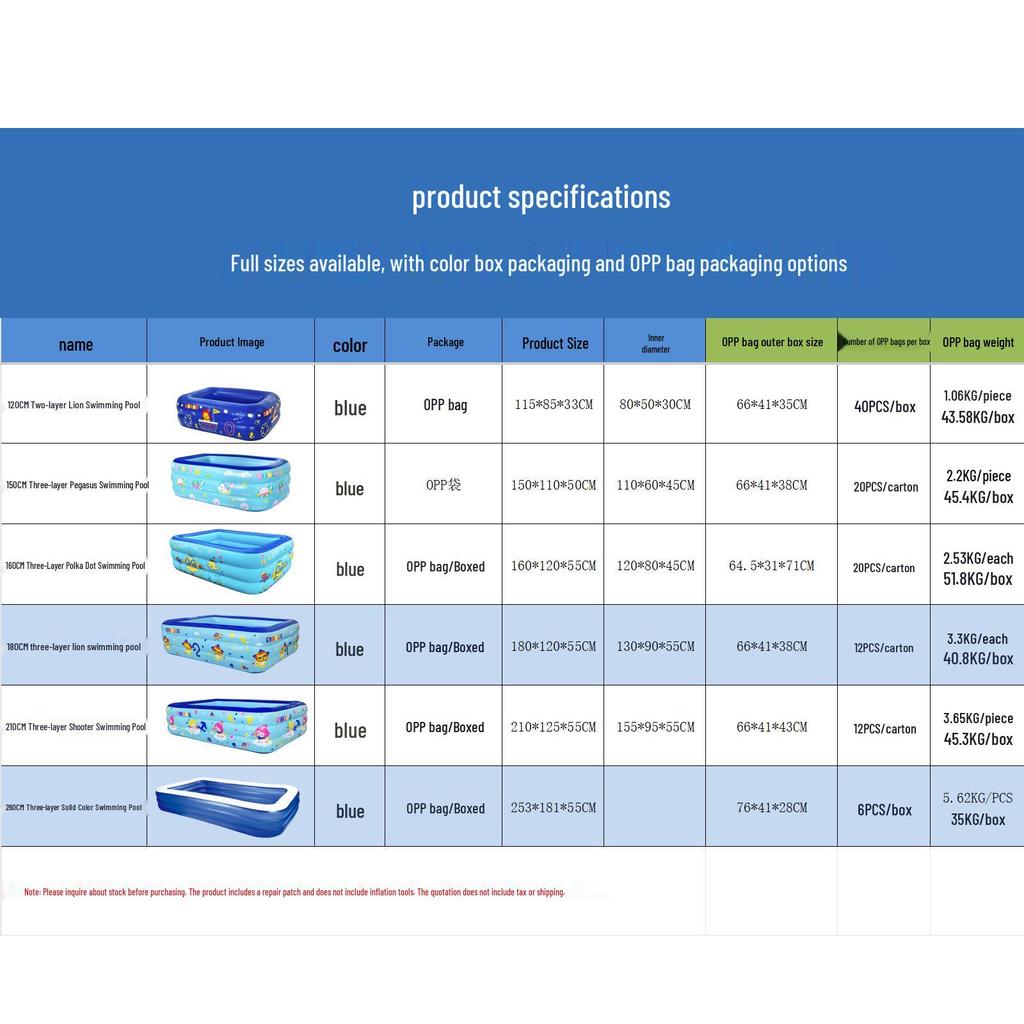 Large Foldable Inflatable Pool for Kids & Adults - Home & Outdoor Water Play