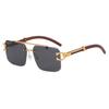 Double Beam Sunglasses Frameless Trimmed Square Sunglasses Fashion Leopard Tide Sunglasses Wood Grain