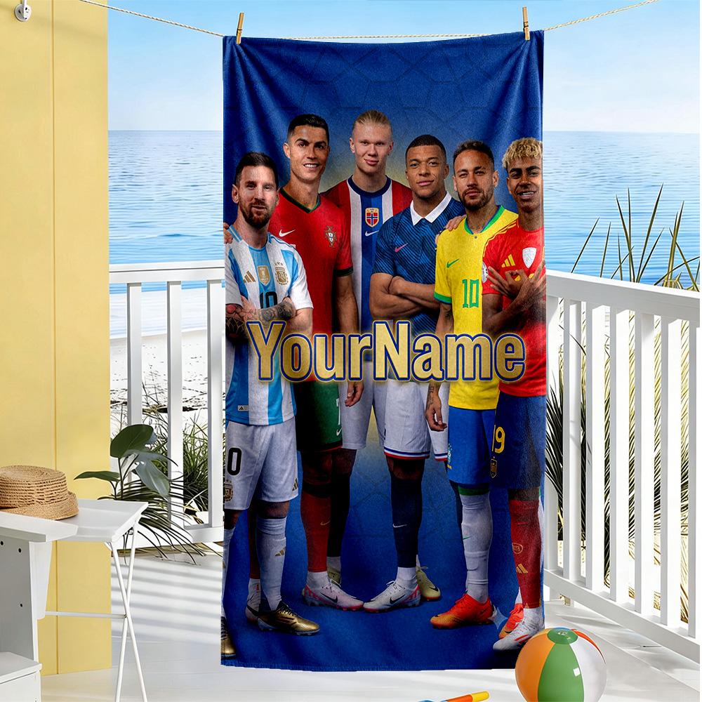 Cristiano Ronaldo Personalized Name Beach Towel Super Soft & Absorbent Suitable for Swimming Gym Camping Yoga Vacation