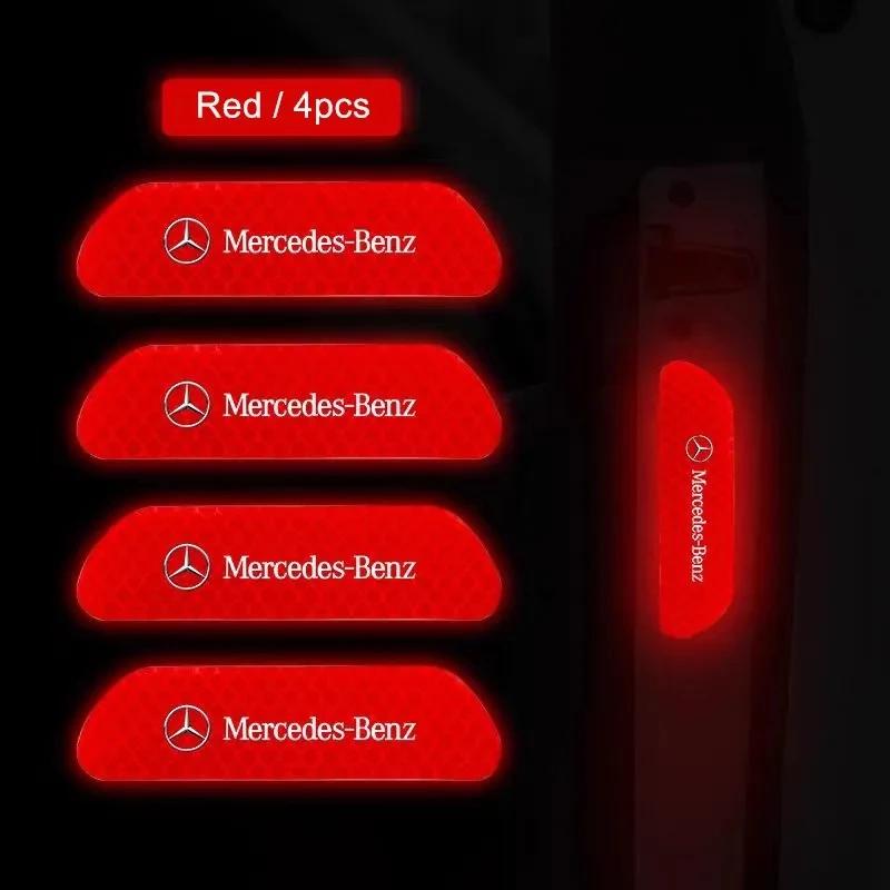 2025 Hot 4PCS Car Door Reflective Sticker Warning Reflector Sticker Decal Auto Styling for Mercedes benz A B C E G CLA GLK CLASS