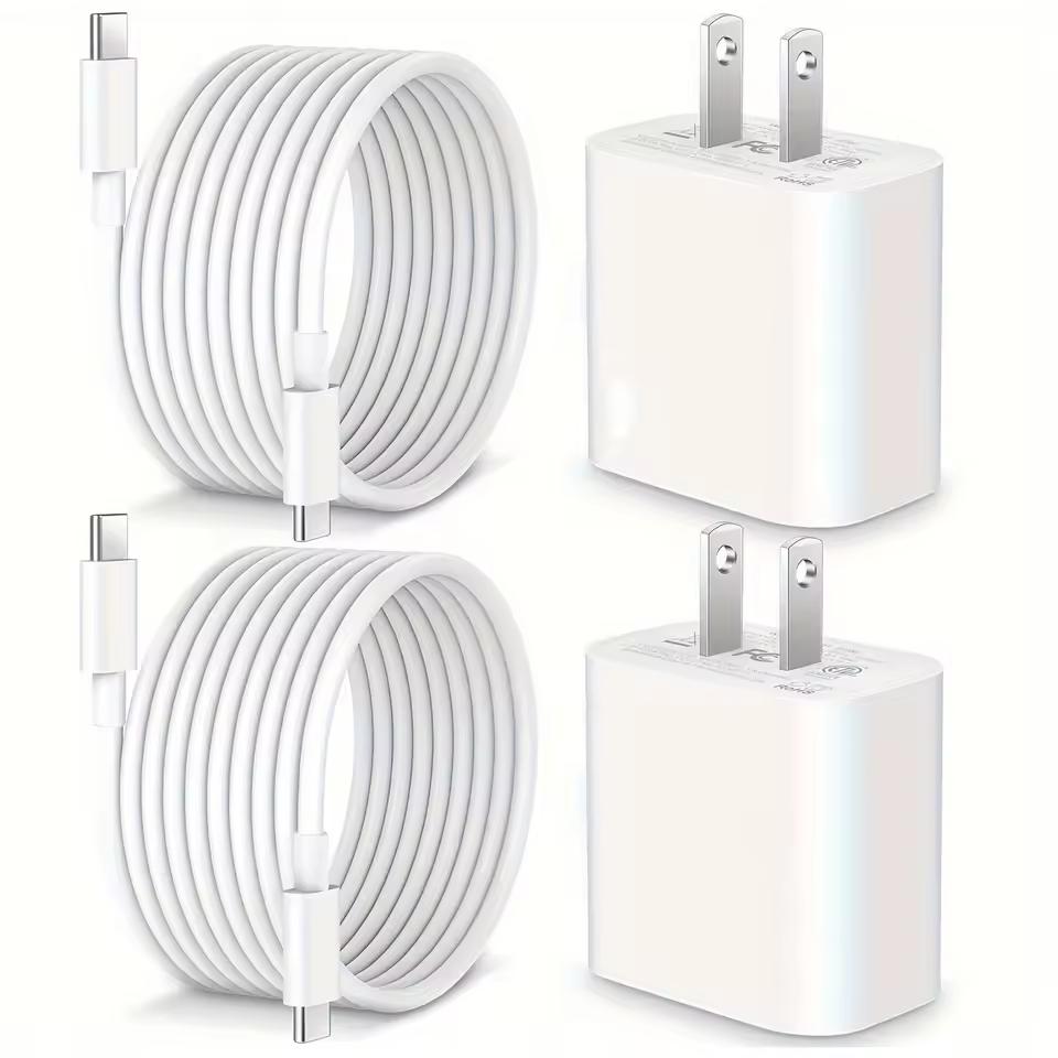 1-2 комплекта 30 Вт US PD Быстрая зарядка для iPhone 16 15 Pro Max iPad Samsung Xiaomi 1 м/3,3 фута Кабель USB C для быстрой зарядки Аксессуары