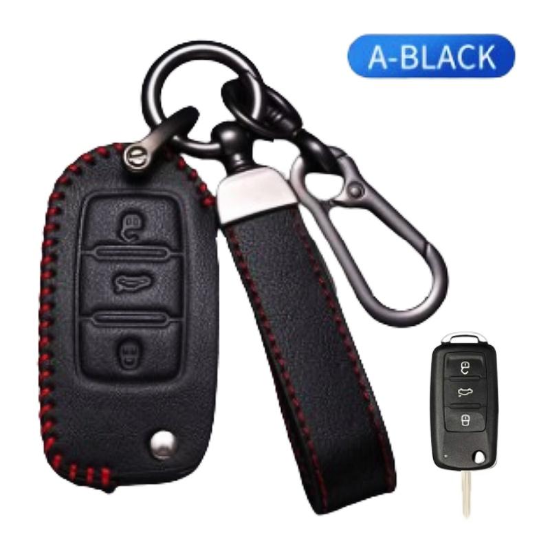 Кожаный чехол для автомобильного ключа Oli, защитная сумка для ключа от автомобиля VW Volkswagen Polo Tiguan Passat Golf Jetta Lavida Skoda Octavia