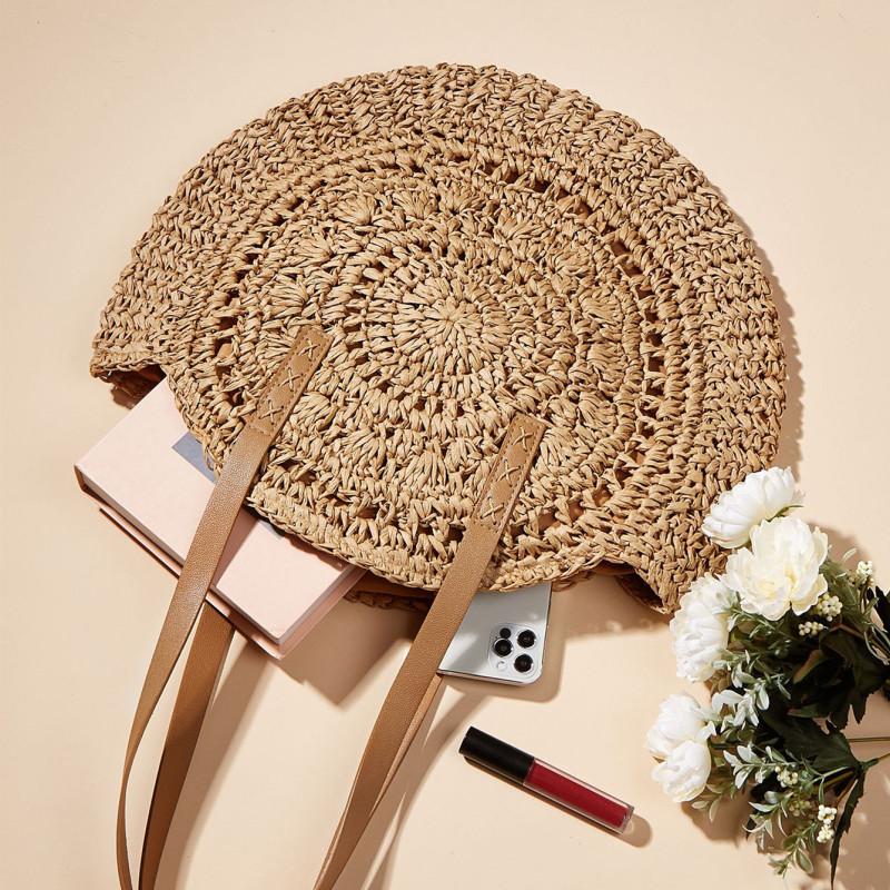 Beach Bags for Women Big Straw Handbag Hollow Flower Designer Female Shoulder Bag