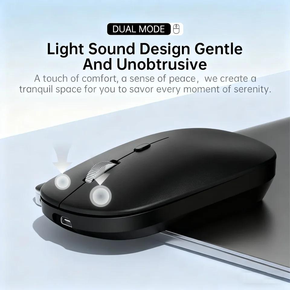 Беспроводная мышь Мышь с поддержкой Bluetooth 2.4G Двойные режимы Эргономичные компьютерные мыши для ноутбука iPad Планшетного ПК Офисная игровая мышь