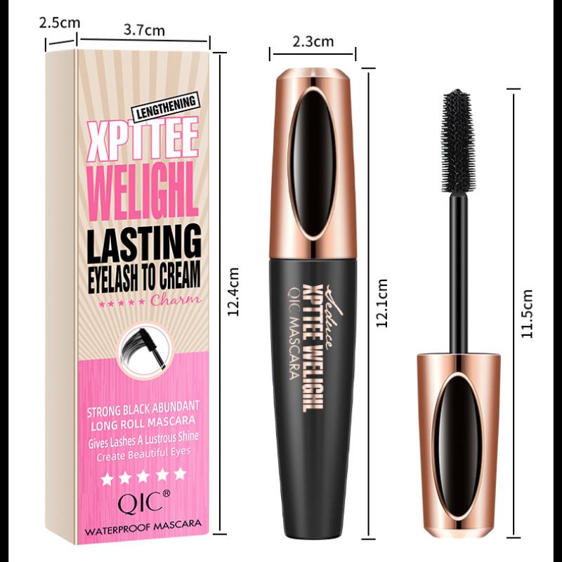 QIC Membrane Power Plump Mascara Waterproof Thick and Slim Long Curls Silicone Brush Head 4D Mascara