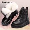 Womens Short Boots 2024 Leather Comfortable Ankle Boots Waterproof Thick-soled Padded Warm Women Shoes Casual Platform Boots