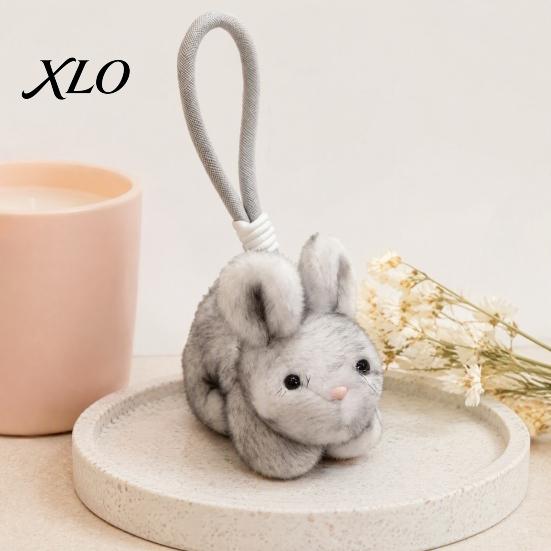 Portable Scented Plush Charm Bunny Keychain, Mini Rabbit Stuffed Animal with Fragrance Gradient Key Holder Beads, Cute Hanging Pendant for Bag