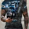 Relaxed Fit Plus Size Men's Summer Graphic Print T-Shirts - Breathable, Soft, Casual Truck Tees for Hot Weather - Perfect for Outdoor Activities