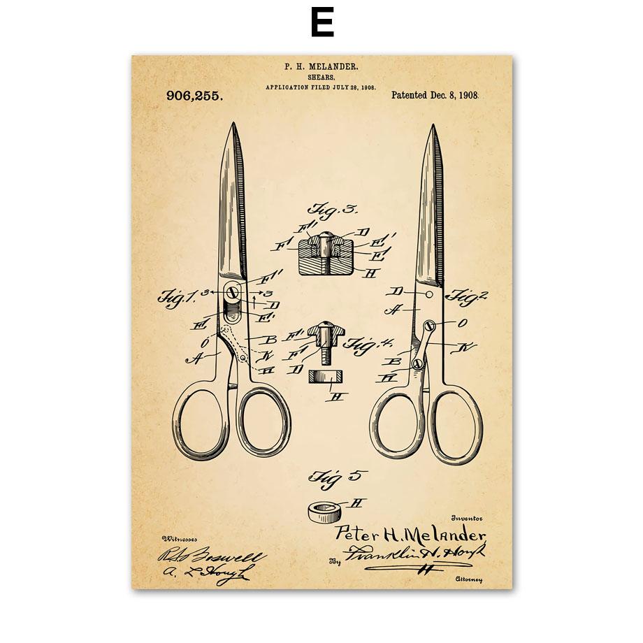 Парикмахерская, патентная настенная живопись на холсте, машинки для стрижки волос, ножницы, сушилка, постеры и принты, художественная роспись, декор для гостиной