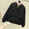 Women's Autumn and Winter Splicing Warm Jacket Solid Color Round Collar Loose Thickened Outerwear