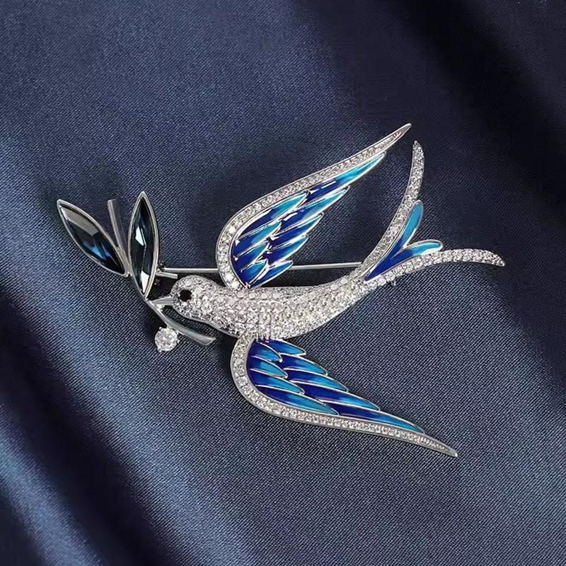 Blue Swallow Brooch Female Exquisite Pin Wild Suit Accessories