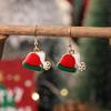 New Christmas Drip Oil Stud Earrings: Red & Green Tree, Snowman, Boots, Bells – Cute Cartoon Jewelry