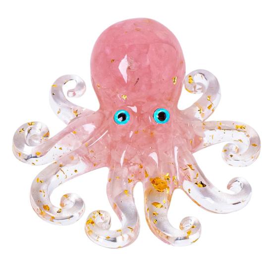Фигурка осьминога, украшение из смолы в виде осьминога, наполненное хрустальными гравиями, настольный лечебный кристалл
