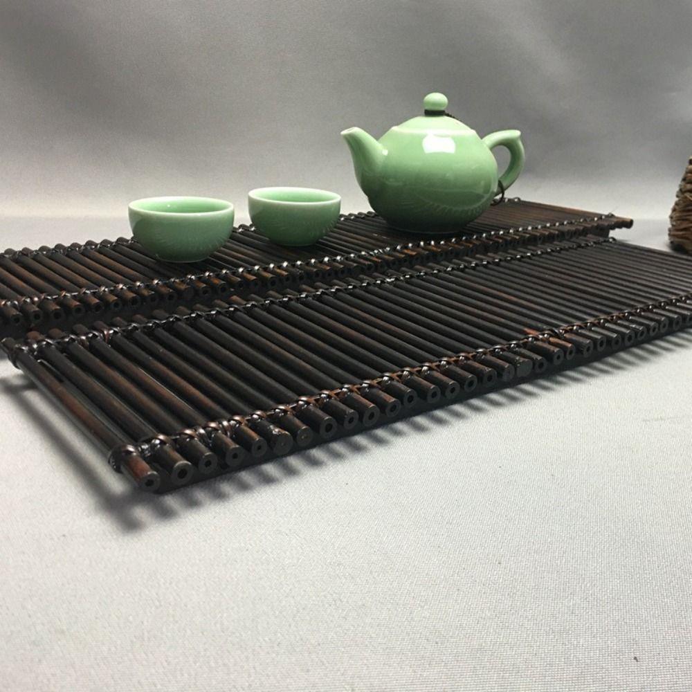 Sqaure Rectangle Bamboo Raft Coaster Bamboo Anti-slip Mat Multi-purpose Heat Insulation Pad Tea