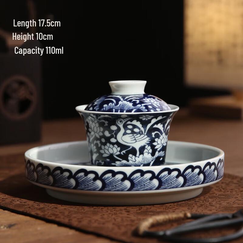 Retro Blue & White Ceramic Tea Lid Rest Coaster
