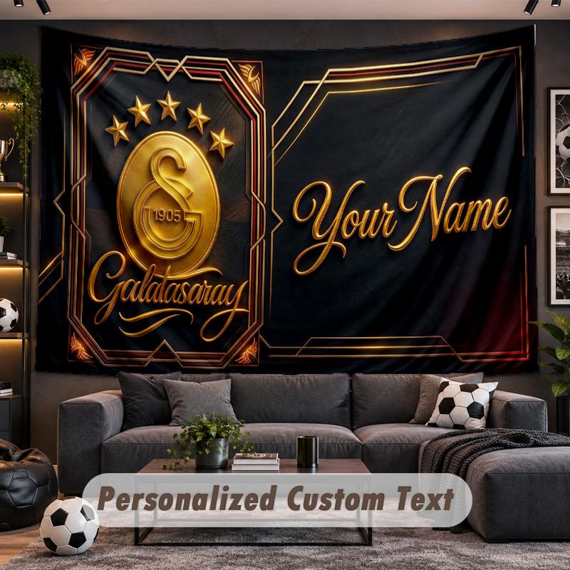 Galatasaray FC Personalized Tapestry Support Custom Name, Wall Art Home Decoration