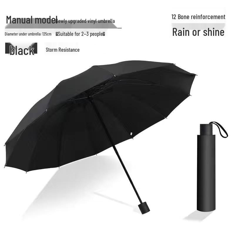 Полностью автоматический трехслойный зонт с черным клеем и защитой от УФ-лучей с логотипом для дождя или солнца