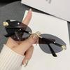 Glasses Female Leopard Head Metal Sunglasses Frameless Personalized Cat Eye Sunglasses Male