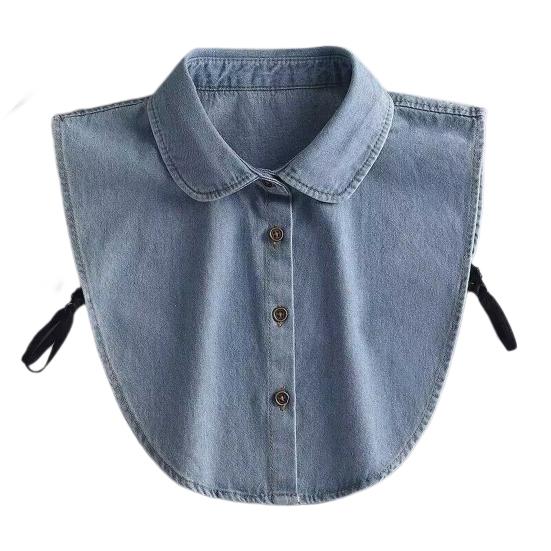 Women Fake Collar with Adjustable Straps Lapel Buttons Closure Detachable Shirt Collar Versatile Decoration