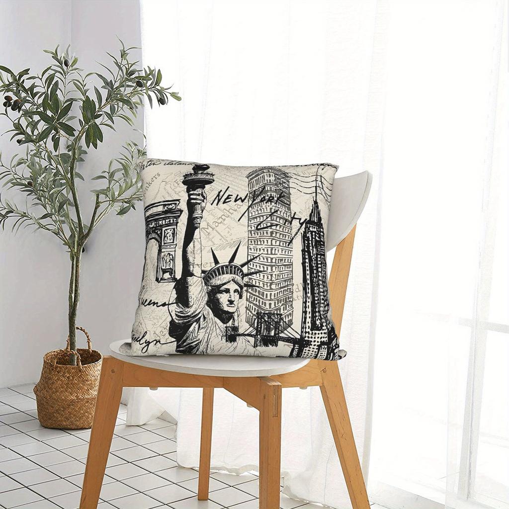 Retro 1980S New York Printed Decorative Pillowcase Travel Accessory For Bedroom Indoor Home Decoration
