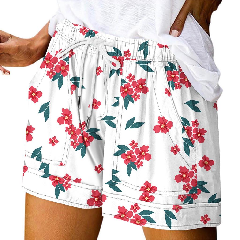 Women's Casual Summer Elastic Beach Shorts Print Casual Shorts