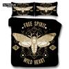 Gothic Skull Bedding Set Decorative Death Moth And Flowers Print Duvet Cover Personalized Skeleton Bones Butterfly Pillowcases