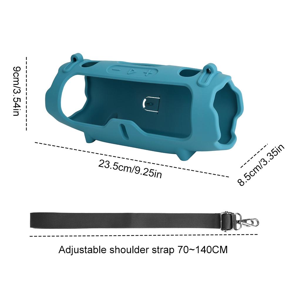 For JBL Charge 6 Speaker Silicone Case with Shoulder Strap Portable Travel Soft Cover Silicone Protective Cover Shell