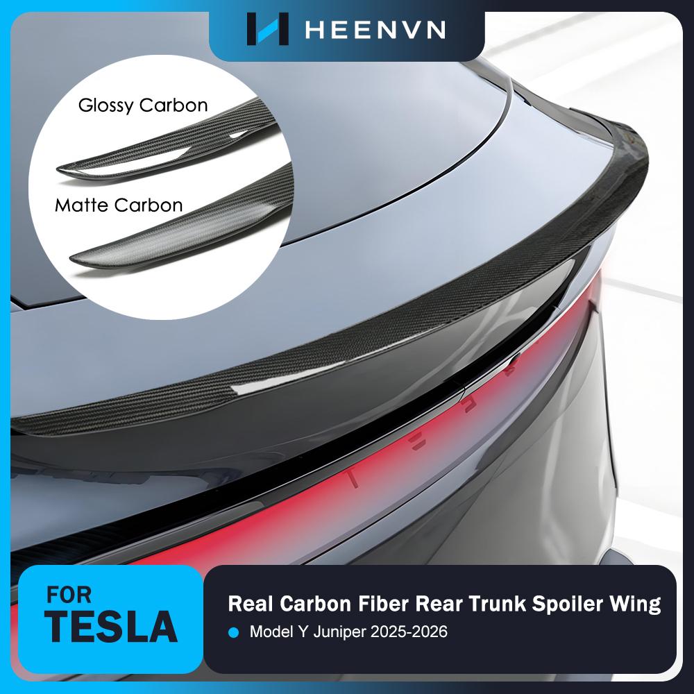 Heenvn Performance Version Real Carbon Fiber Spoiler For Tesla Model Y Juniper 2025 2026 Rear Trunk Wing Modification Exterior