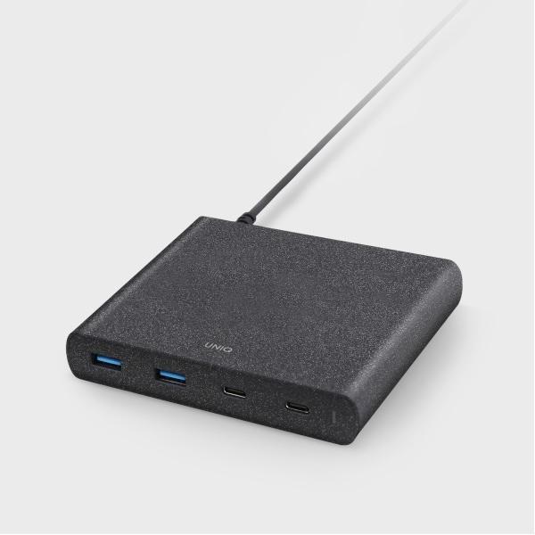 Ładowarka sieciowa 90W UNIQ Quick Charge 3.0 2xUSB + 2xUSB-C Czarna