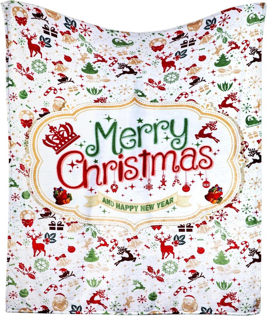 Christmas Winter Animals Checkered Buffalo Blankets Throw Cover Fleece Comfort Warm Room Couch Home Bedspread Blanket