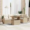 VidaXL 6-Piece Garden Dining Set with Beige Cushions Poly Rattan Acacia 3349588