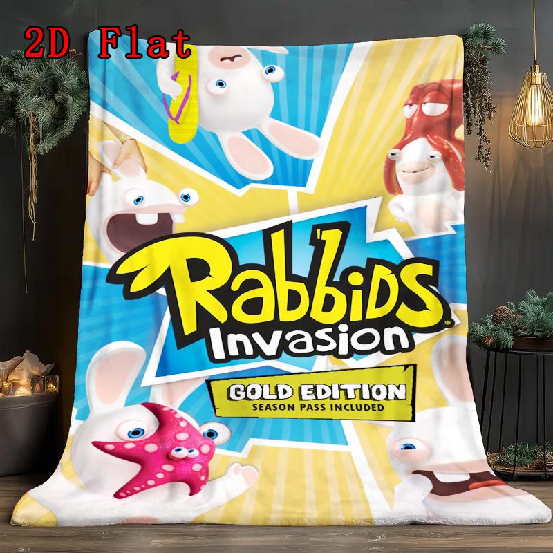 Big-eyed Rabbit 2D Flat Pattern Flannel Blanket High quality All Seasons Warmth and Comfort Perfect for Christmas Gifts.PMT0914276