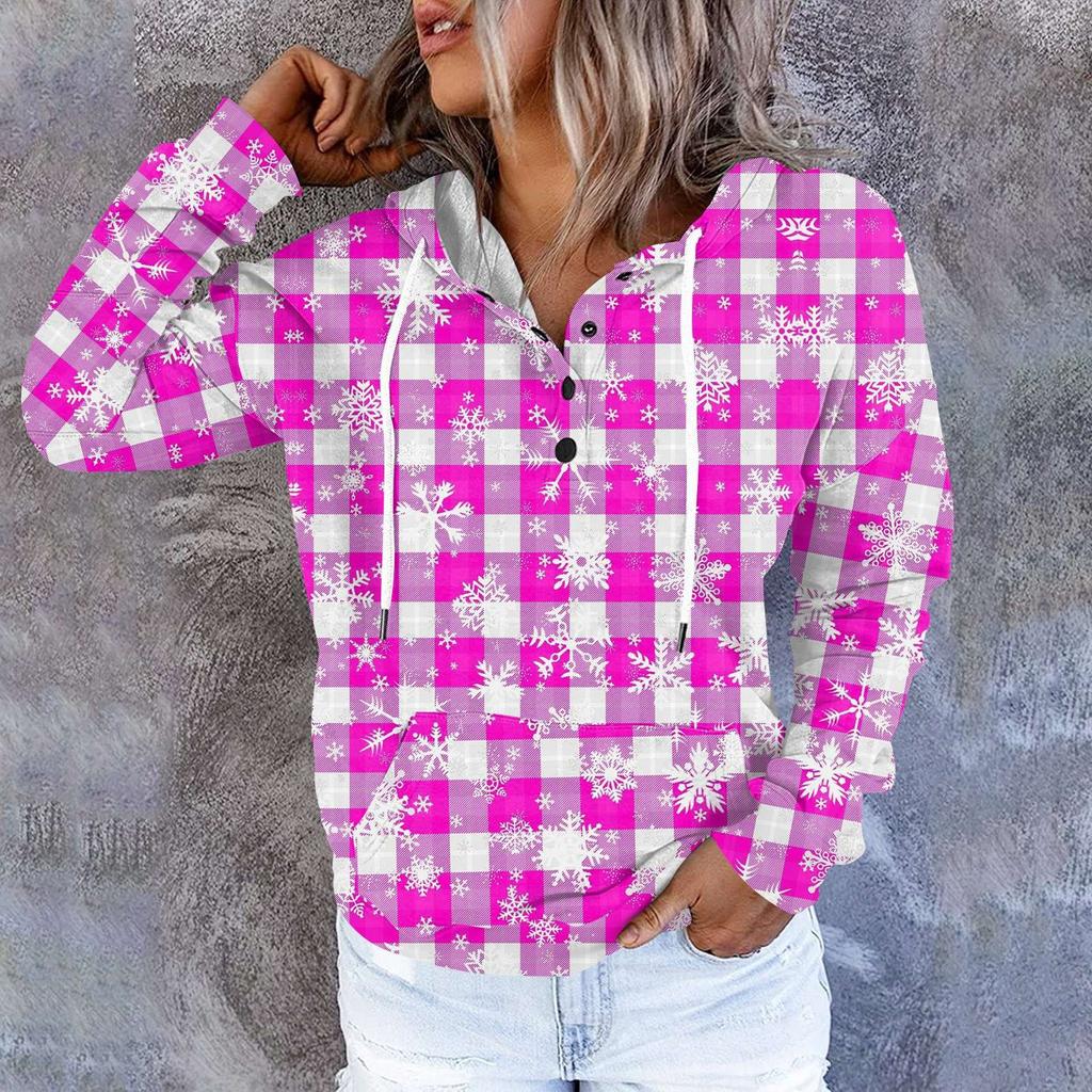 Женские повседневные модные принты с длинным рукавом на пуговицах пуловеры с капюшоном толстовки