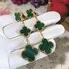 Boutique Three Flowers Size Flower Earrings Four-leaf Clover Earrings Clip 18k Light Luxury Ins Design Fashion Hundred with Earrings