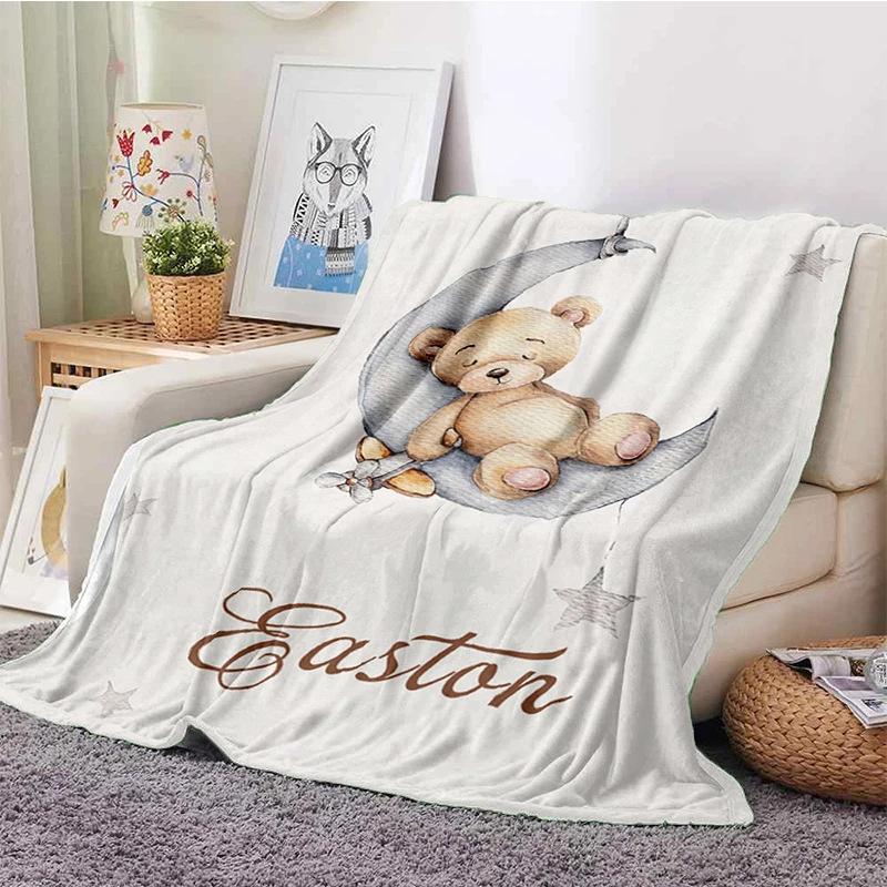 Personalized Name Blankets Boys Girls Flannel Blankets Family Friends Animal Blankets Gifts