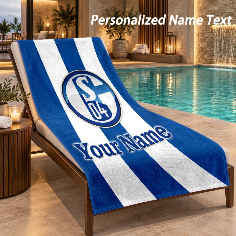 Пляжное полотенце с принтом Schalke 04 FC и индивидуальным текстом, большое полотенце для дома, ванной комнаты, пляжа