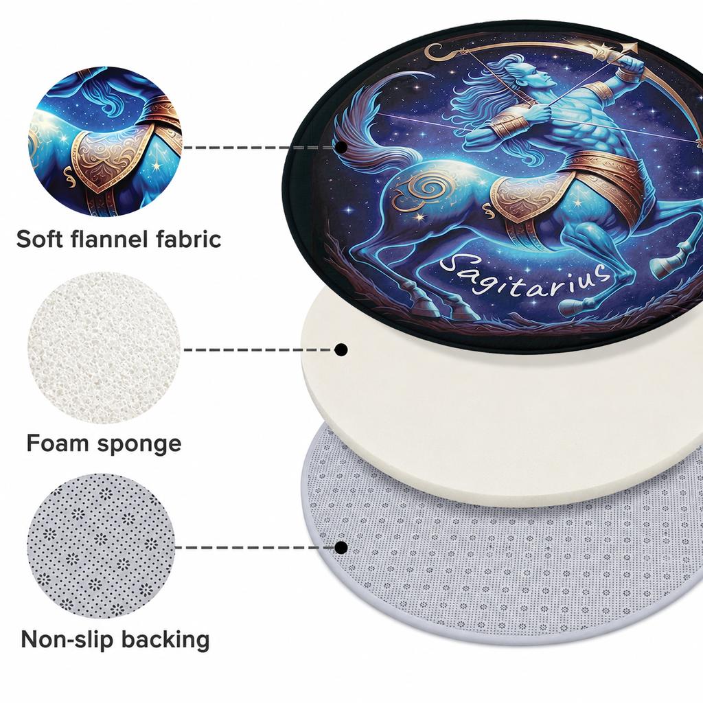 Sagittarius Zodiac Sign Centaur Archer Bow Arrow Constellation Nebula Blue Pattern Holiday Luxury Round Mat Area Rug Home Decor