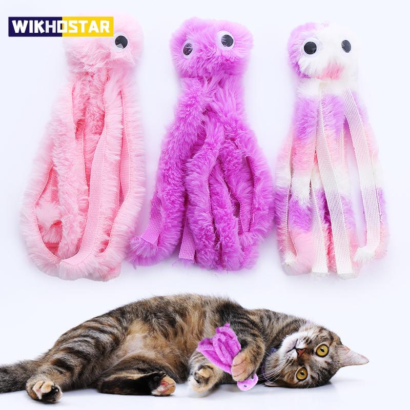 Игрушка для кошек, милая плюшевая игрушка в виде осьминога, устойчивая к укусам зубов, интерактивная игра, товары для домашних животных