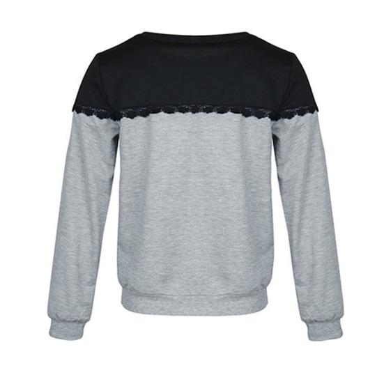 Зимняя осень Женская толстовка с кружевным декором, цветочной вышивкой, круглым вырезом, длинными рукавами, цветными блоками