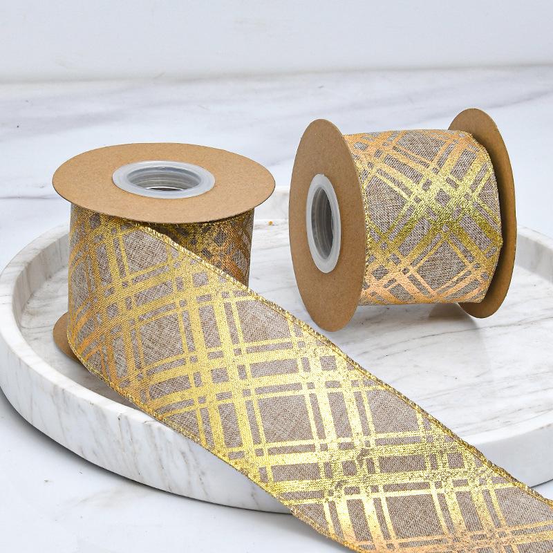 Декоративная романтическая и уютная лента ручной работы с имитацией льна, широкая лента с копировальным краем, рождественская декоративная лента с имитацией льна, джутовая лента с золотым плетением и проволочной кромкой