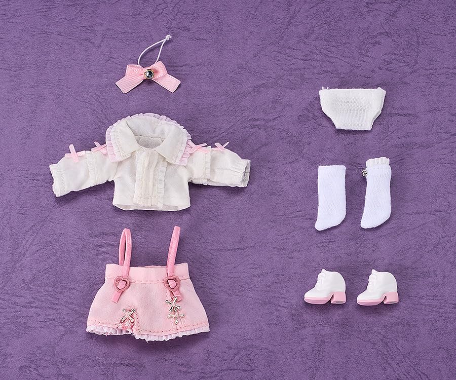 Nendoroid Doll Outfit Set Skirt with Suspenders Set White Pink &