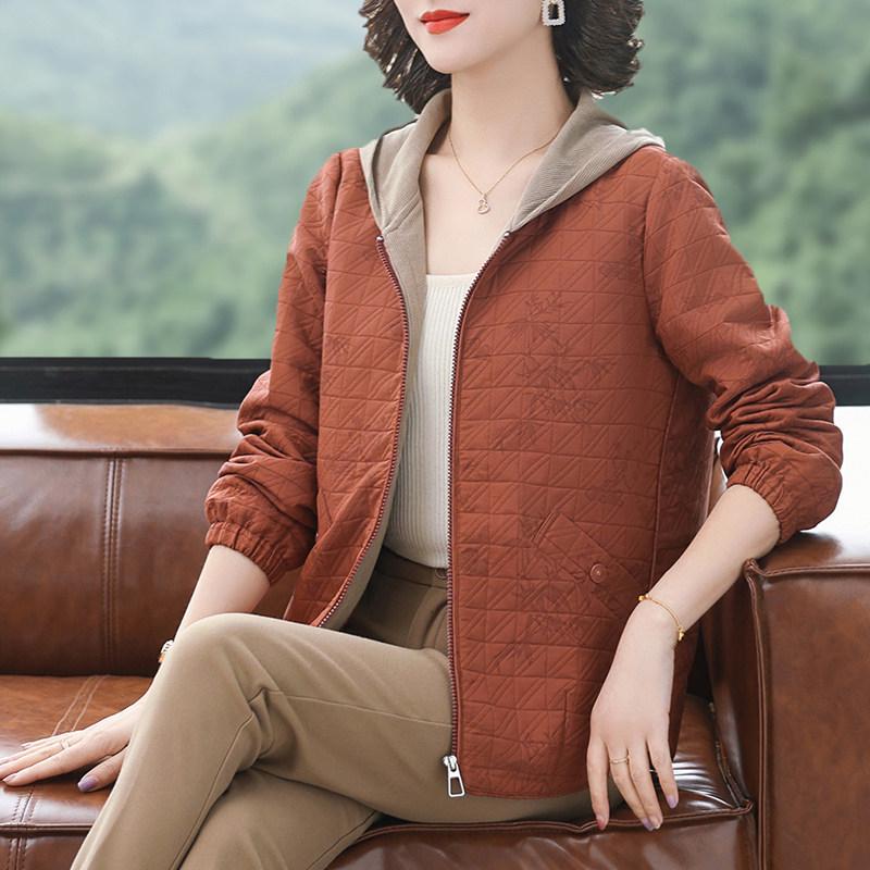 Stylish Autumn Hooded Jacket for Mothers - Versatile Spring & Autumn Casual Wear for Middle-Aged and Elderly Women