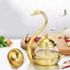 Alloy Condiment Pot Seasoning Container Spice Glass Jar Salt Sugar Bowl Pepper Coffee Storage Organizer Swan Rack Set