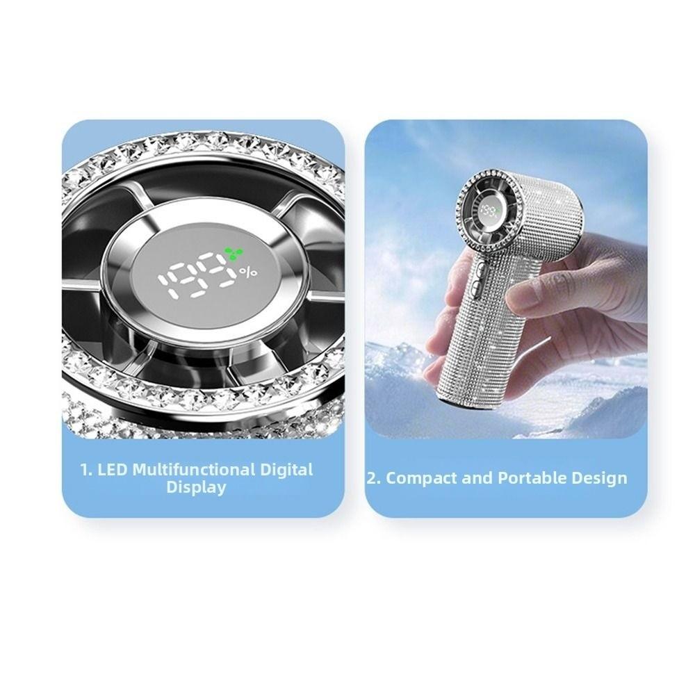 Digital Display Mini Cooling Fan Long-Lasting Bladeless Personal Fan Outdoor Travel