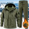 Men's Snow Thickened Sports Suit Plus Size Sports Warm Jacket + Pants Two-piece Set